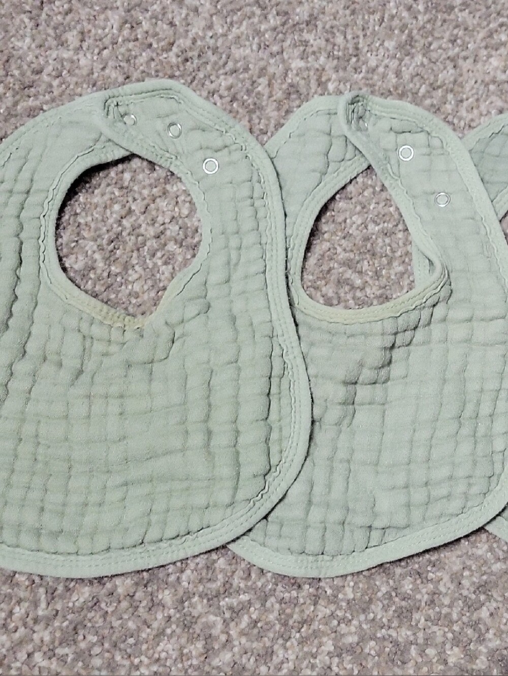 Soft Muslin Baby Bibs - Sage Green (3-Pack)